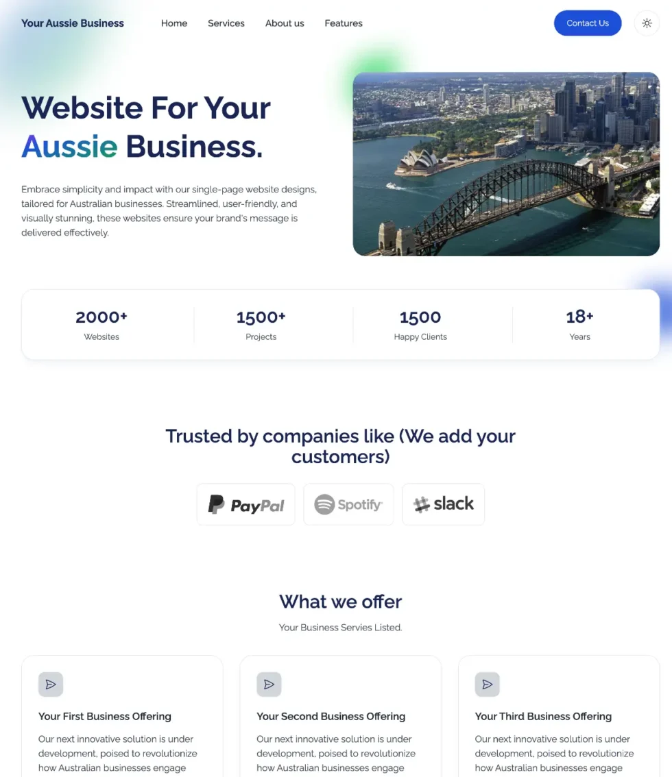 Single Page Business Website
